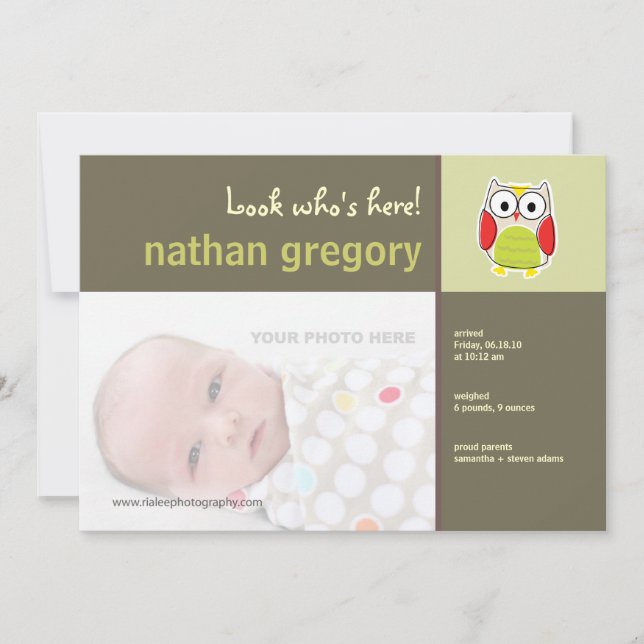 Uggla födelsedag meddelande (Framsida)