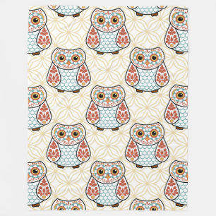 Uggla för Folk konst på guld Fleecefilt