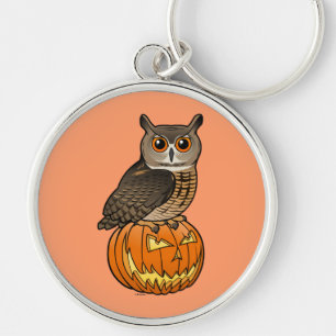 Uggla för Halloween Eurasianörn Rund Silverfärgad Nyckelring