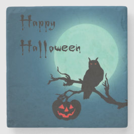 Uggla för Halloween nattpumpa Stenunderlägg