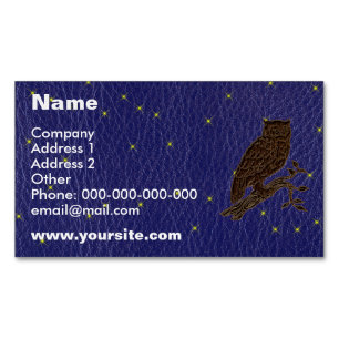 Uggla för Läder-Look indianZodiac Magnetiska Visitkort