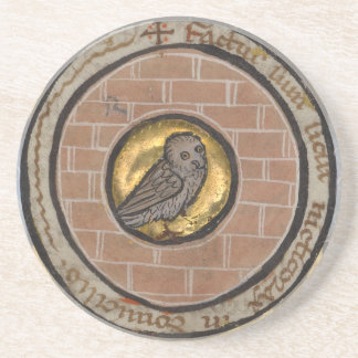 Uggla från ett medeltida manuskript underlägg sandsten