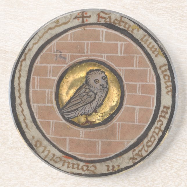 Uggla från ett medeltida manuskript underlägg sandsten (Framsidan)