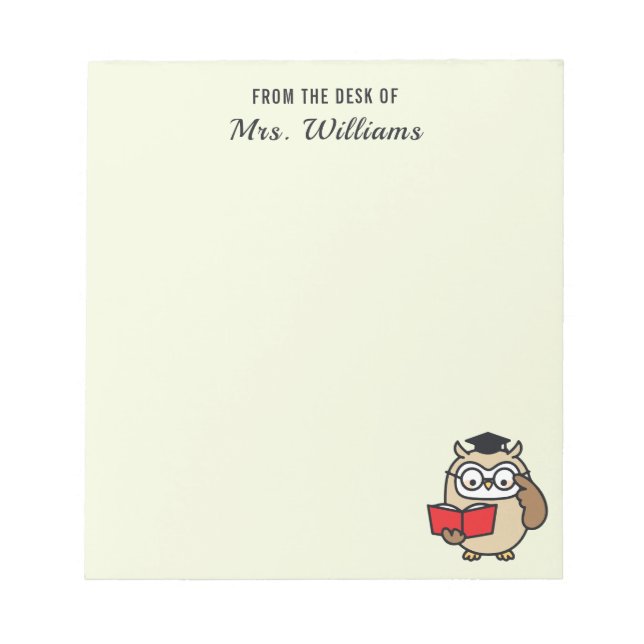 Uggla från lärarbibliotekets skrivbord anteckningsblock (Framsida)