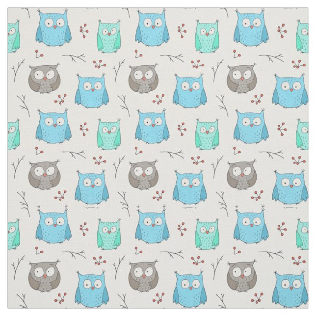 Uggla & Grenar Mönster Fabric Tyg (Provkarta)