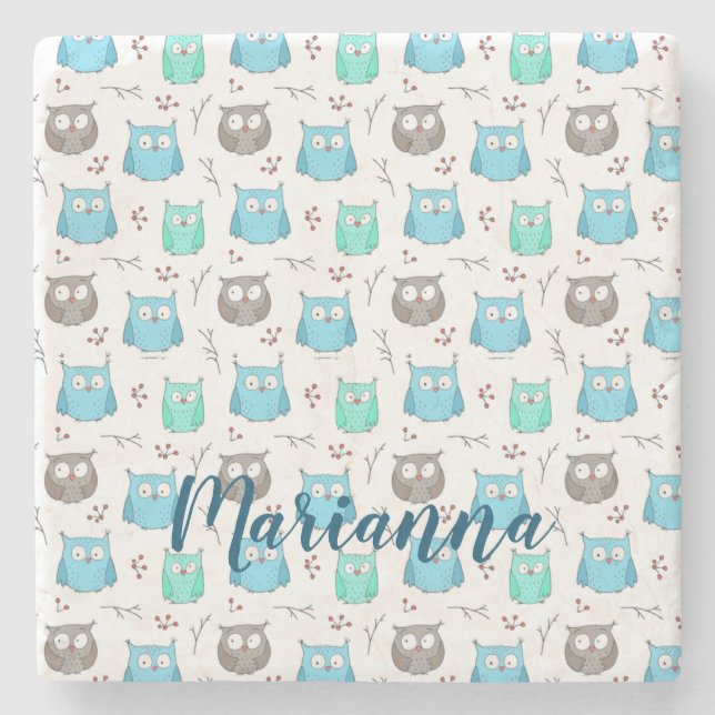 Uggla & Grenar Mönster Stone Underlägg (Framsidan)