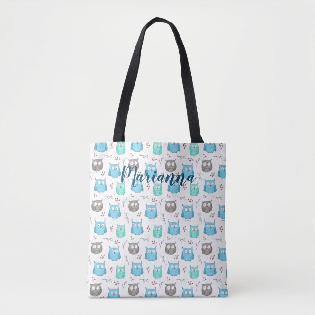 Uggla & Grenar Mönster Tote Bag Tygkasse (Framsida)