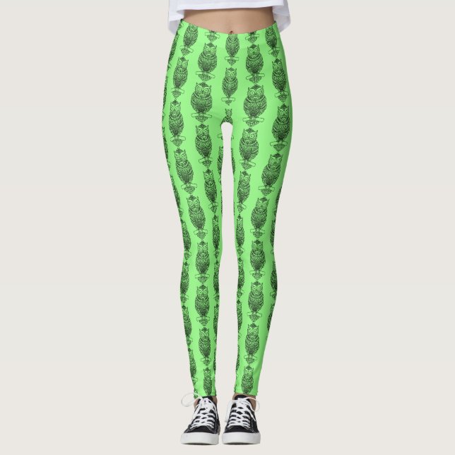 Uggla (grön) - Leggings (Framsida)
