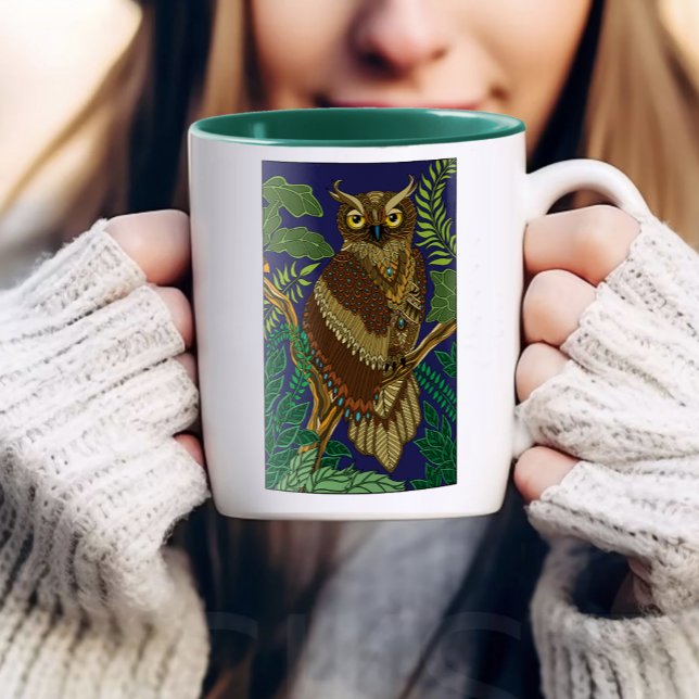 Uggla Grönt Forest Löv Mugg (Skapare uppladdad)