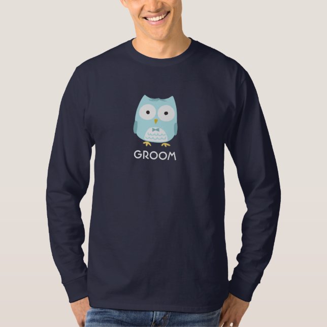 Uggla Groom Newlyged Make Cute New Maka T-shirt (Framsida)