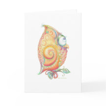 Uggla-hälsningskort för gult