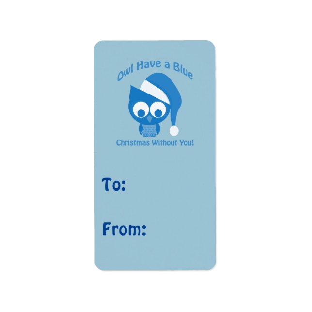 Uggla har en blå jul utan dig adressetikett (Framsidan)