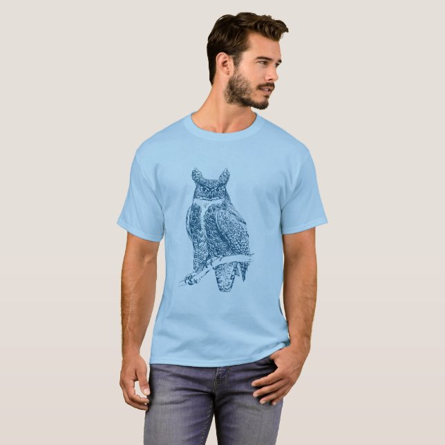 Uggla - Havsblått T Shirt (Hel framsida)
