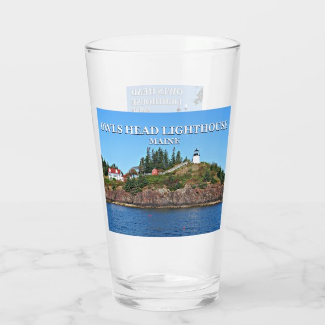Uggla Head Lighthouse, Maine Pint Glass Glaskopp (Baksida)