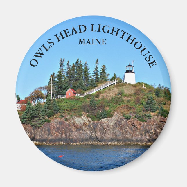 Uggla Head Lighthouse, Maine Round Magnet (Framsidan)