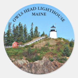 Uggla Head Lighthouse, Maine Round Stickers Runt Klistermärke