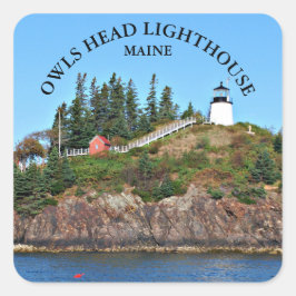 Uggla Head Lighthouse, Maine Square Stickers Fyrkantigt Klistermärke