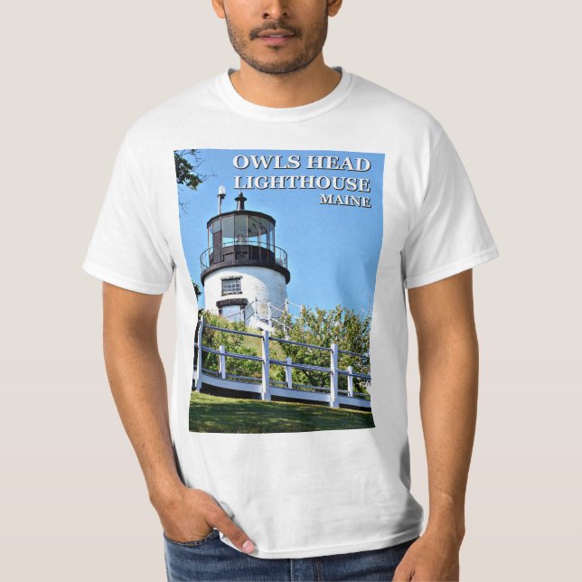 Uggla Head Lighthouse, Maine T-Shirt (Framsida)