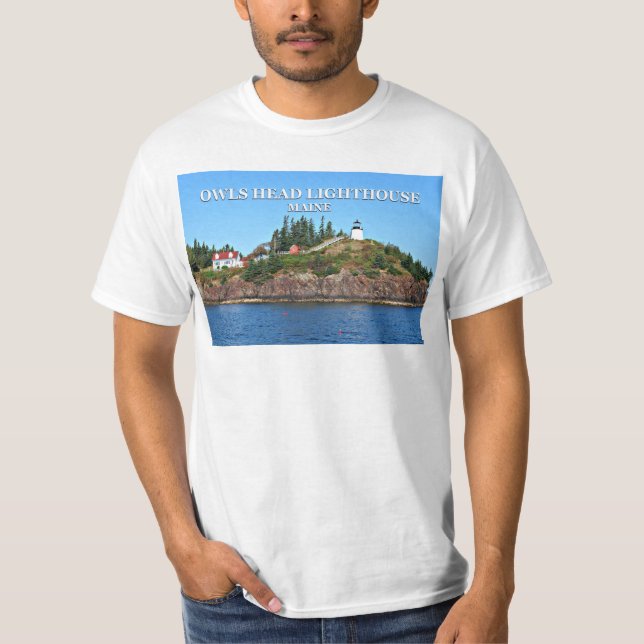Uggla Head Lighthouse, Maine T-Shirt (Framsida)