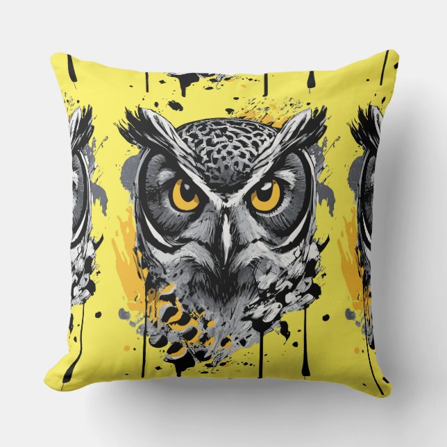 Uggla Head - Uggla Dekorativ kudde - Cute Uggla Pi (Framsida)