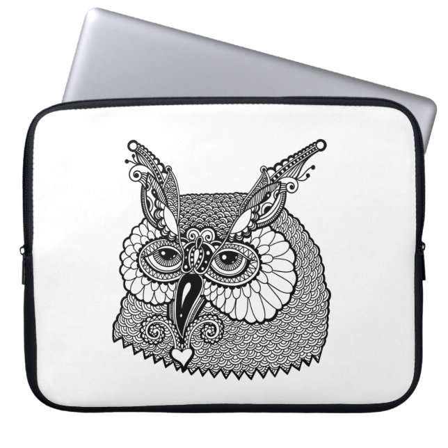 Uggla Head Zendoodle Laptop Sleeve (Framsidan)