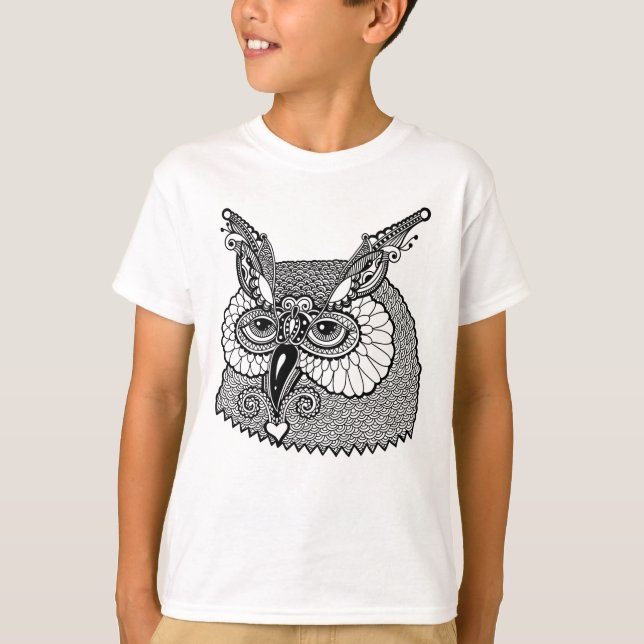Uggla Head Zendoodle T Shirt (Framsida)