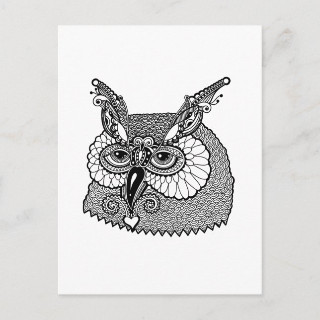 Uggla Head Zendoodle Vykort (Framsida)