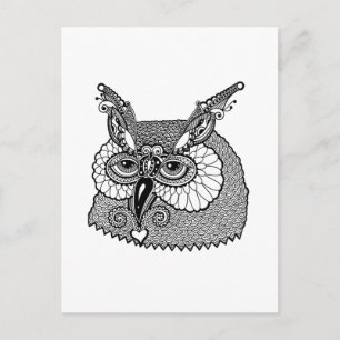 Uggla Head Zendoodle Vykort