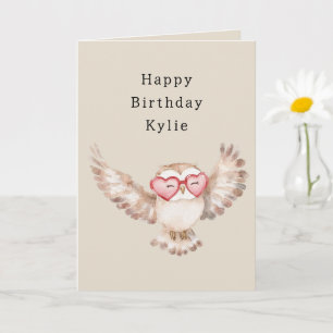 Uggla Heart Glass Birthday Kort