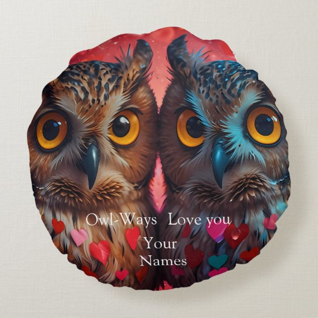 Uggla Heart Round Pillow Rund Kudde (Baksidan)