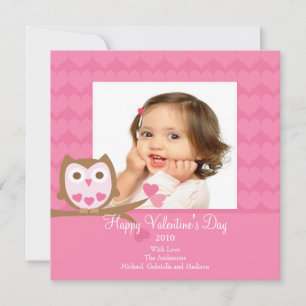 Uggla HEARTS Valentines fotokort Inbjudningar