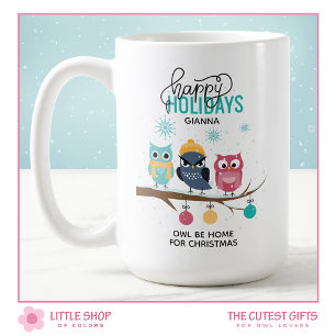 Uggla hem till jul Personlig konst Kaffemugg