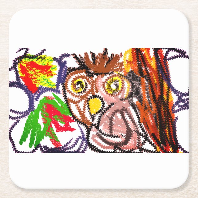 Uggla höstglädje underlägg papper kvadrat (Framsidan)