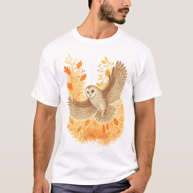 Uggla höstlöv  t shirt (Framsida)