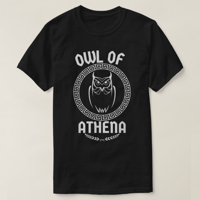 Uggla i Athena Goddess Medusa grekiska T Shirt (Design framsida)