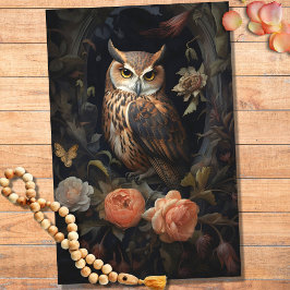 Uggla i Blommor 1 Decoupage Papper