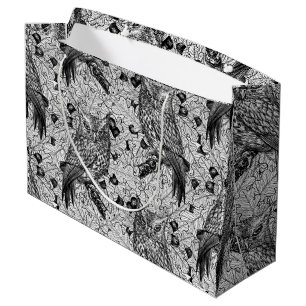 Uggla i eken träd, svart och vitt