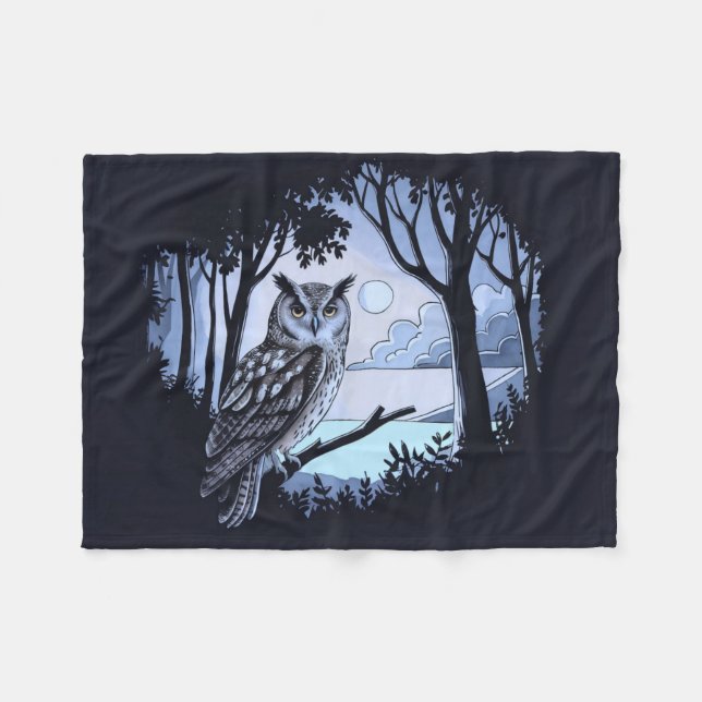Uggla i Forest Clearing Fleece Blanket (Framsidan (Horisontell))