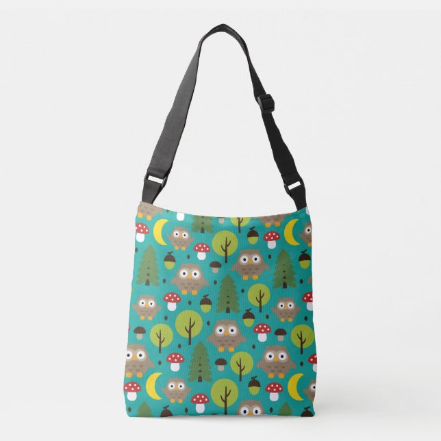 Uggla i Forest Crossbody-blocket Axelväska (Framsida)