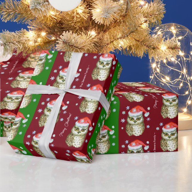 Uggla i jultomten Mönster, Röda och Grönt Presentpapper (Helgdagar)