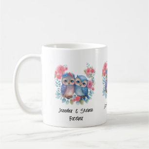 Uggla i Kärlek Sitta vid Träd Gren Kaffemugg