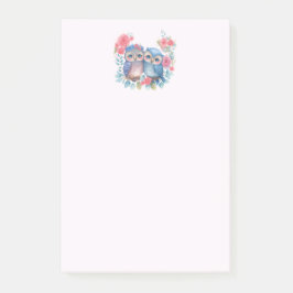 Uggla i Kärlek Sitta vid Träd Gren Post-it Block