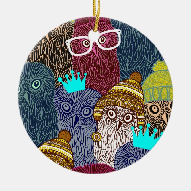 UGGLA i KRONA Julgransprydnad Keramik (Framsidan)