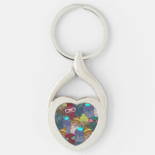 UGGLA i KRONA Twisted Heart Silverfärgad Nyckelring