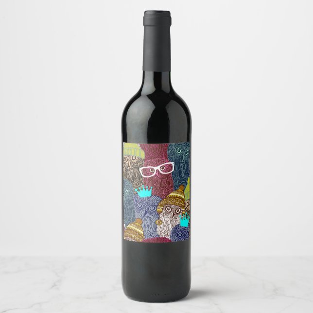 UGGLA i KRONA Vinflaska Etikett (Framsida)