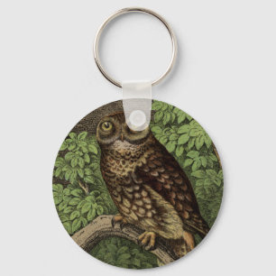 Uggla i löv Keychain Nyckelring