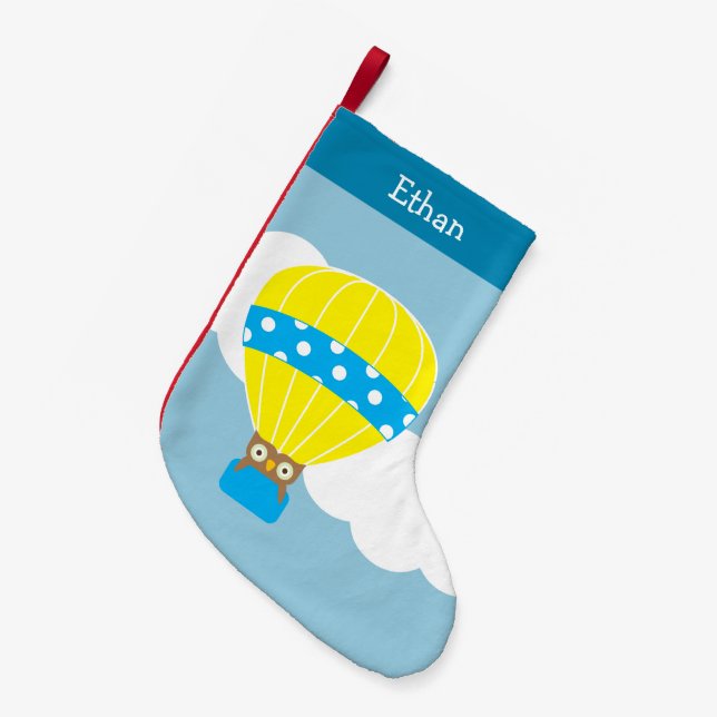 UGGLA i LUFTBALLONG PERSONLIG Liten Julstrumpa (Framsidan (Hängande))