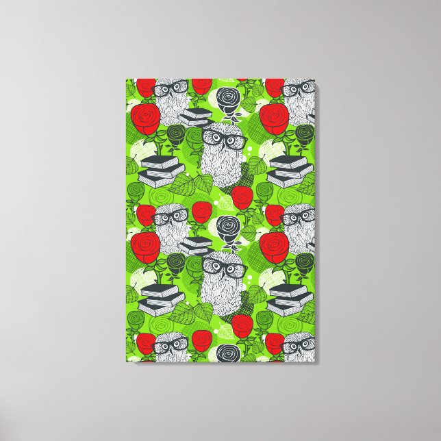 UGGLA i RÖD ROS Canvastryck (Framsida)