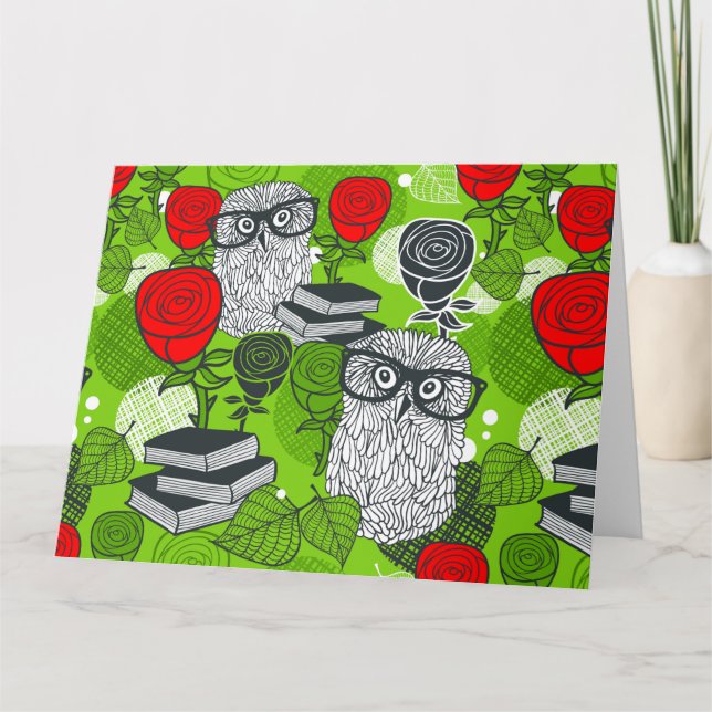 UGGLA i RÖD ROS Kort (Framsida)