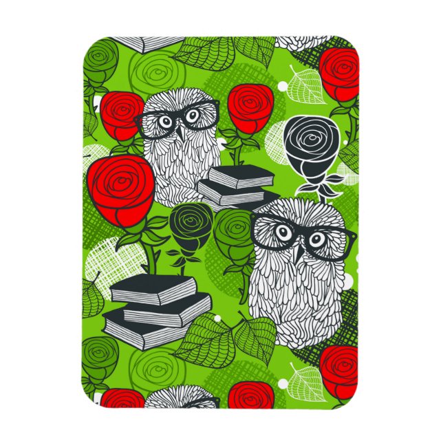 UGGLA i RÖD ROS Magnet (Vertikal)